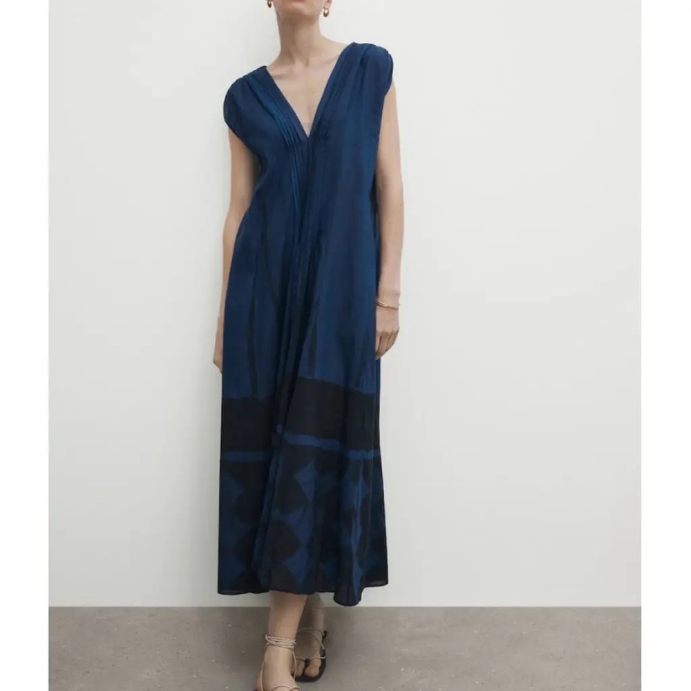 Massimo Dutti 100% cotton V-Neck Sleeveless Maxi Dress